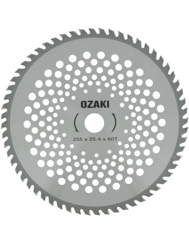 Lame 60 dents à pointe carbure adaptable pour débroussailleuse - Coupe de 255mm, alésage: 25,4mm, épaisseur: 1,4mm