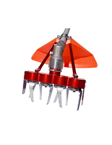 Système 4 fraises contre-rotatives universel MYTILLA 4. Adaptable sur toute débroussailleuse à dos avec bras droit. Pour travail