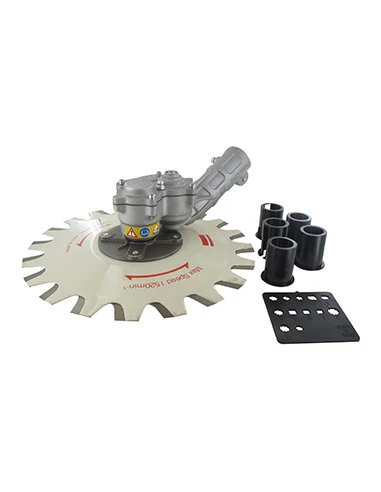 Système 2 lames contre-rotatives universel pour débroussailleuses à dos. Modèle hermétique permettant de couper des végétaux imm