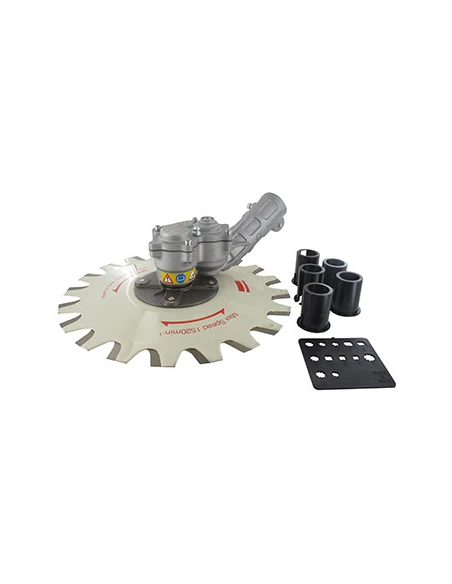 Système 2 lames contre-rotatives universel pour débroussailleuses à dos. Modèle hermétique permettant de couper des végétaux imm