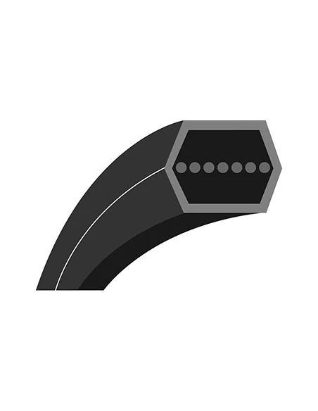 Courroie hexagonale qualité d'origine SNAPPER, adaptable pour coupe 26'' - 28'' - 30'' - 33'' (section: AA 1/2'', L: 73''). Remp