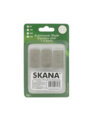 Kit de 9 Lames adaptable sur robots HUSQVARNA pour différents modèles R40LI . Livré avec vis. Remplace origine: 5228516-02.