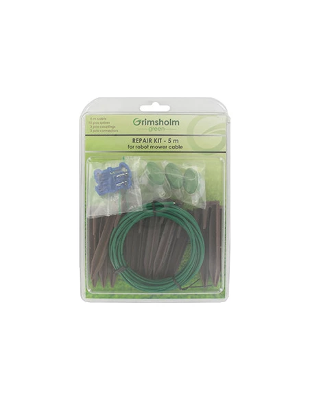 Kit réparation avec câble d'installation robots 0,93 mm² x 5m, 3 connecteurs chargeur, 3 connecteurs isolés et 15 clous de fixat