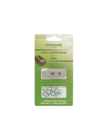 Blister de 12 lames pour robots WORX LANDROID M1000, WG754E, WG791E.1, WG791E, WG794E, WG793E.1, WG793E, WG795E. Remplace origin