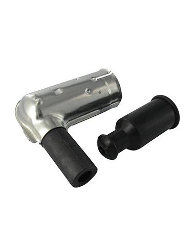 Antiparasite / connecteur de bougie d'allumage universel métallique adaptable sur bougie d'allumage de 21mm pour fil Ø: 7mm.