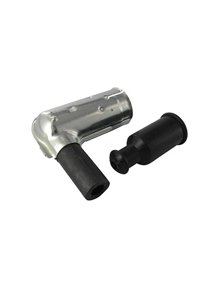 Antiparasite / connecteur de bougie d'allumage universel métallique adaptable sur bougie d'allumage de 21mm pour fil Ø: 7mm.