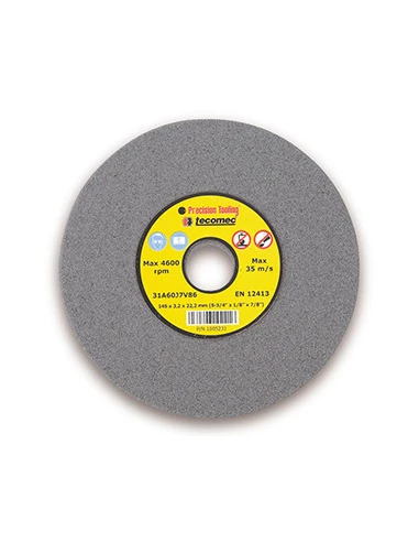 Meule d'affûtage TECOMEC 145 x 22,2 x 4,5mm, pour chaînes avec couteaux à traitement carbure, RAPID, PICO, WIDIA et autres marqu