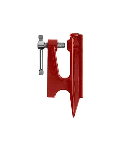 Etau d'affutage à pointe pour enfoncement dans un tronc.