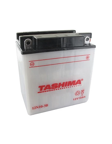 Batterie plomb TASHIMA 12V, 10A. L: 135, L: 90, H:145mm, + à droite. (livrée sans acide séparé). - Batterie à mettre en acide av