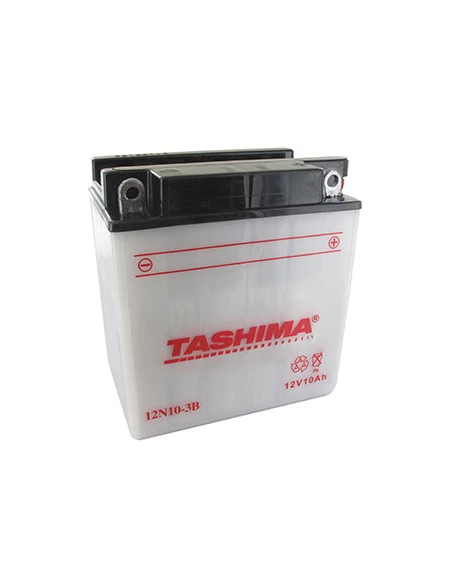 Batterie plomb TASHIMA 12V, 10A. L: 135, L: 90, H:145mm, + à droite. (livrée sans acide séparé). - Batterie à mettre en acide av