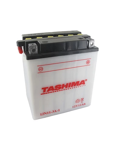 Batterie plomb TASHIMA 12V, 11A. L: 135, L: 90, H:155mm, + à droite pour motos. (livrée avec acide séparé). - Batterie à mettre