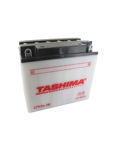 Batterie plomb TASHIMA 12V, 16A. L: 175, L: 100, H:155mm, + à droite. (livrée avec acide séparé). - Batterie à mettre en acide a
