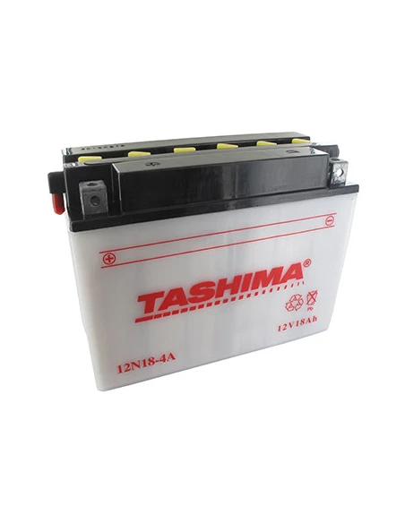 Batterie plomb TASHIMA 12V, 18A. L: 206, L: 91, H:164mm, + à gauche. (livrée avec acide séparé). - Batterie à mettre en acide av