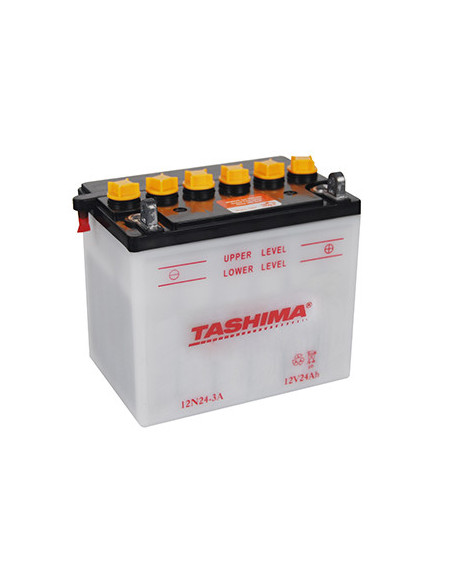Batterie plomb TASHIMA 12V, 24A . L: 184, l: 124, H:175mm, + à droite pour tondeuse autoportée, moto
