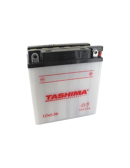 Batterie plomb TASHIMA 12V, 5A. L: 120, l: 60, H:130mm, + à droite pour motos. (livrée sans acide). - Batterie à mettre en acide