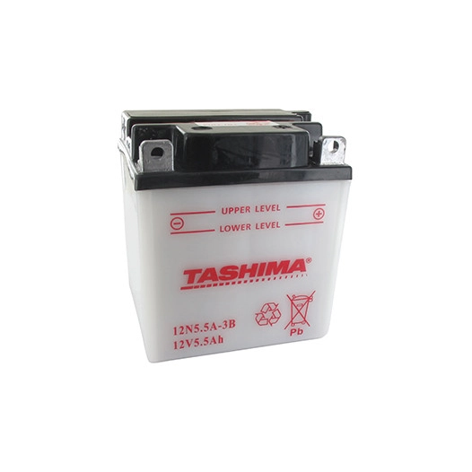 Batterie plomb TASHIMA 12V, 5,5A L: 103, l: 90, H:114mm, + à droite pour motos. (livrée avec acide séparé). - Batterie à mettre