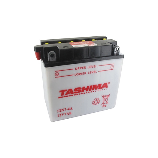 Batterie plomb TASHIMA 12V, 7A. L: 135, l: 75, H:133mm, + à gauche pour scooter motos, motoneige. (livrée avec acide séparé). -