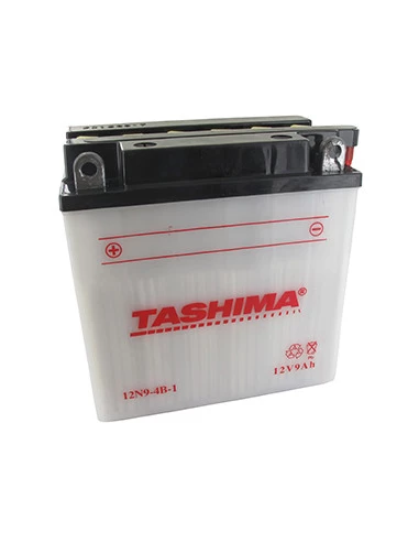 Batterie plomb TASHIMA 12V, 9A L: 135, l: 75, H:139mm, + à gauche pour motos. (livrée avec acide séparé). - Batterie à mettre en