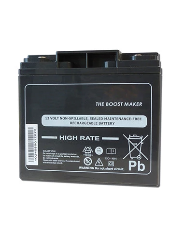 Batterie 12V 760A pour booster de Batterie 9201000. Longueur : 183 mm, Largeur : 77 mm, Hauteur : 167 mm. Positif à droite.