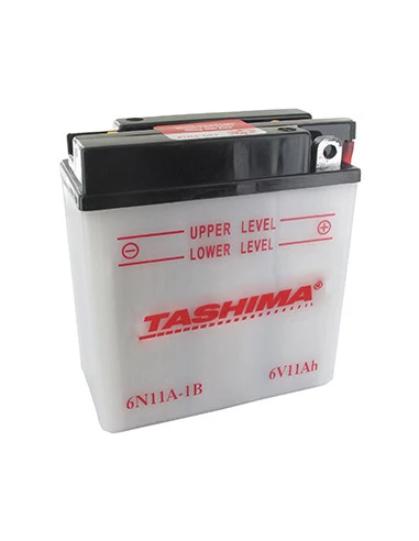 Batterie plomb TASHIMA 6V, 11A. L: 122, l: 62, H:131mm, + à droite pour scooter motos. (livrée sans acide). - Batterie à mettre
