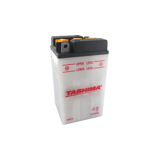 Batterie plomb TASHIMA 6V, 8A. L: 91, L: 83, H:161mm, + à gauche. (livrée sans acide). Remplace origine B49-6. - Batterie à mett