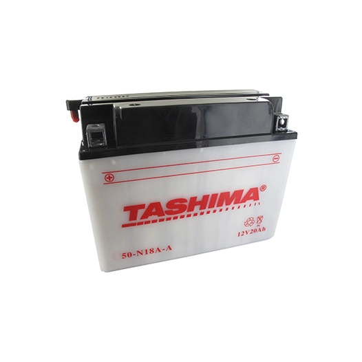 Batterie TASHIMA 12V , 20A adaptable pour WOLF et ETESIA. L: 205, L: 90, H:162mm, + à gauche pour autoportée, quads. (livrée ave