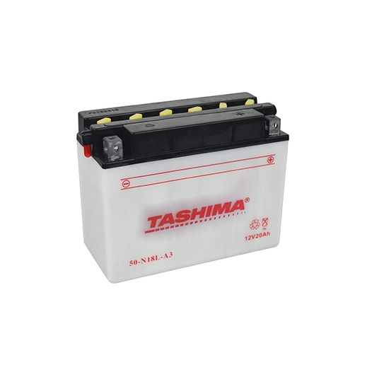 Batterie plomb TASHIMA renforcée 12V, 20A. L: 205, l: 90, H:162mm, + à droite pour motos, motoneige. (livrée sans acide). - Batt