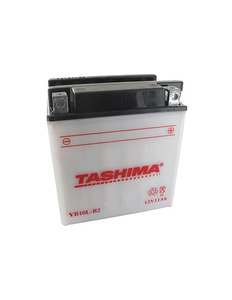 Batterie plomb TASHIMA renforcée 12V, 11A. L: 135, l: 90, H: 145mm, + à droite pour scooter, motos. (livrée avec acide séparé).