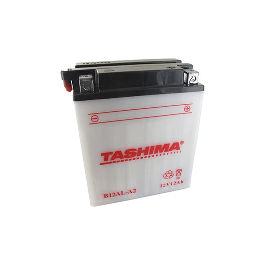 Batterie plomb TASHIMA renforcée 12V, 12A. L: 134, l: 80, H: 160mm, + à droite pour motos. (livrée avec acide séparé). - Batteri