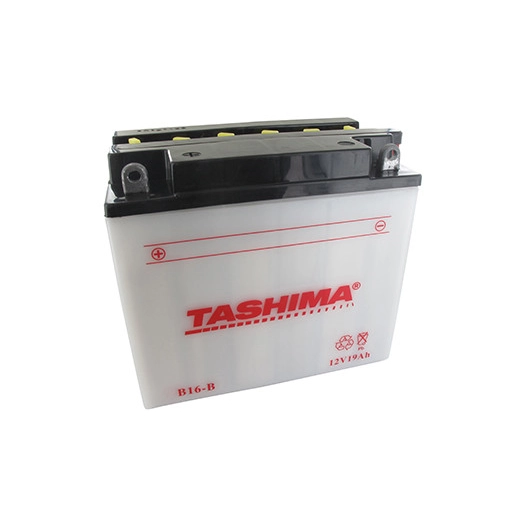 Batterie plomb TASHIMA renforcée 12V, 19A pour autoportée. L: 175, l: 100, H:155mm, + à gauche pour motos, jet-ski. (livrée avec