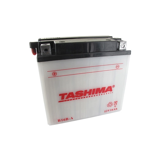 Batterie plomb TASHIMA renforcée 12V, 16A. L: 160, l: 90, H: 161mm, + à gauche pour motos. (livrée avec acide séparé). - Batteri
