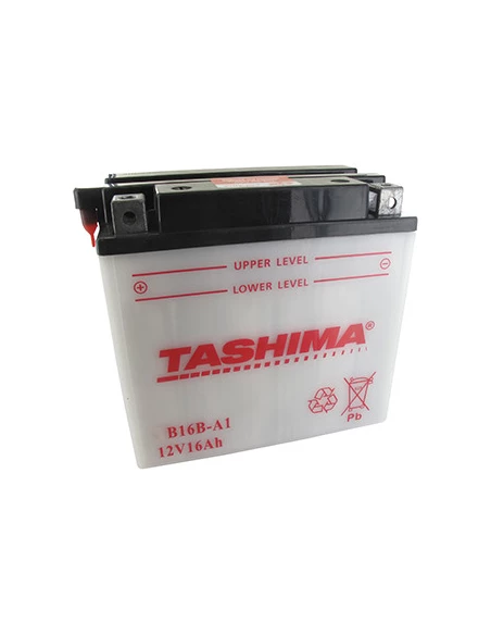 Batterie plomb TASHIMA renforcée 12V, 16A. L: 160, l: 90, H: 161mm, + à gauche pour motos. (livrée avec acide séparé). - Batteri