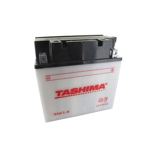 Batterie plomb TASHIMA renforcée 12V, 19A L: 175, l: 100, H: 175mm, + à droite pour quads, utilitaires. (livrée avec acide sépar