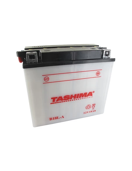 Batterie plomb TASHIMA renforcée 12V, 18A. L: 180, l: 90, H: 162mm, + à droite pour motos. (livrée avec acide séparé). - Batteri