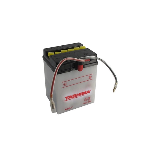 Batterie plomb TASHIMA renforcée 12V, 2,5A. L: 80, l: 70, H: 105mm, + à droite pour motos. (livrée avec pack acide). Remplace YB