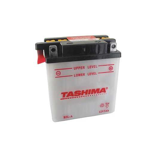Batterie plomb TASHIMA renforcée 12V, 3A . L: 98, l: 56, H: 110mm, + à droite pour motos. (livrée avec acide séparé). - Batterie