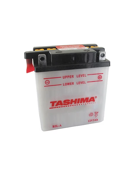 Batterie plomb TASHIMA renforcée 12V, 3A . L: 98, l: 56, H: 110mm, + à droite pour motos. (livrée avec acide séparé). - Batterie