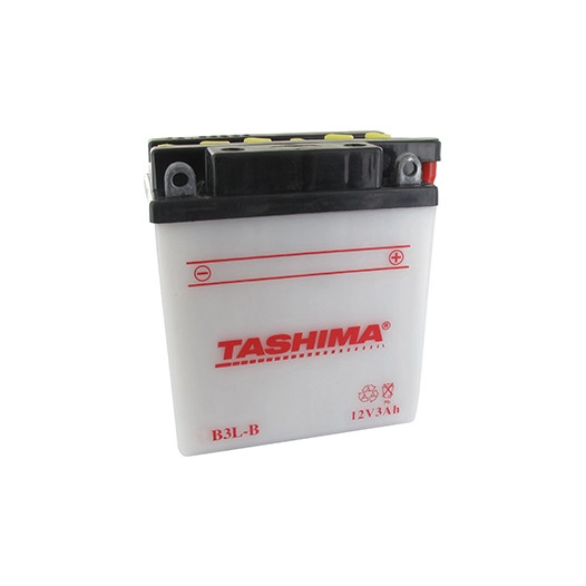 Batterie plomb TASHIMA renforcée 12V, 3A. L: 98, l: 56, H: 110mm, + à droite pour scooter motos. (livrée avec acide séparé). - B