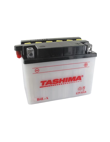 Batterie plomb TASHIMA renforcée 12V, 4A. L: 120, l: 70, H: 92mm, + à droite pour motos. (livrée avec acide séparé). - Batterie