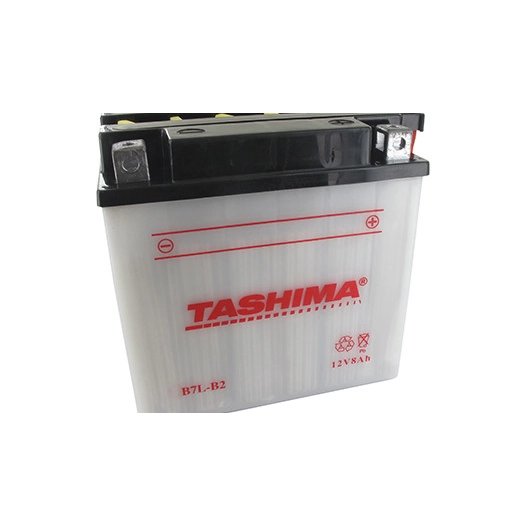 Batterie plomb TASHIMA renforcée 12V, 8A. L: 135, l: 75, H: 135mm, + à droite. (livrée avec acide séparé). - Batterie à mettre e