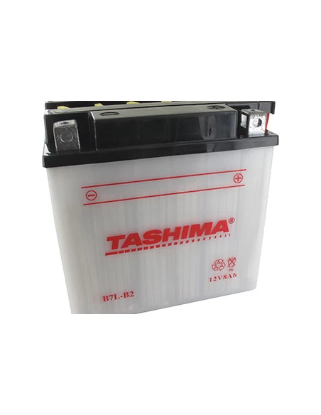 Batterie plomb TASHIMA renforcée 12V, 8A. L: 135, l: 75, H: 135mm, + à droite. (livrée avec acide séparé). - Batterie à mettre e