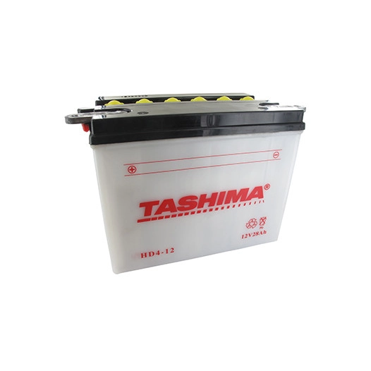 Batterie plomb TASHIMA type YHD-12, 12V, 28A. L: 206, l: 133, H: 165mm, + à gauche pour motos, jet-ski. (livrée sans acide). - B