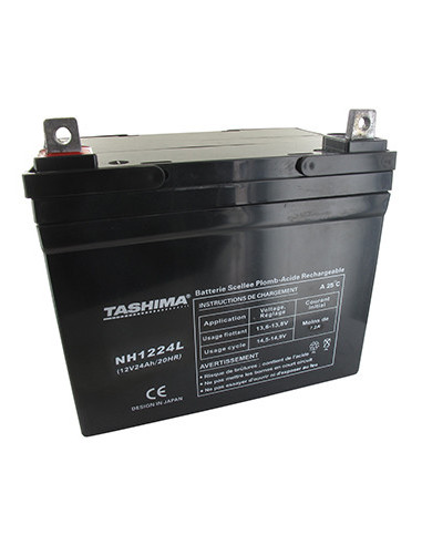 Batterie TASHIMA agm 100% étanche 12V, 24A pour autoportée. L: 195, l: 130, h: 180, + à gauche. - Batterie à mettre en acide ava