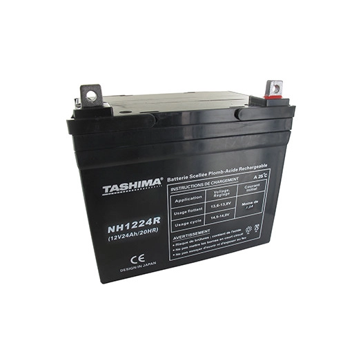 Batterie TASHIMA agm 100% étanche 12V, 24A pour autoportée. L: 195, l: 130, h: 180, + à droite. - Batterie à mettre en acide ava