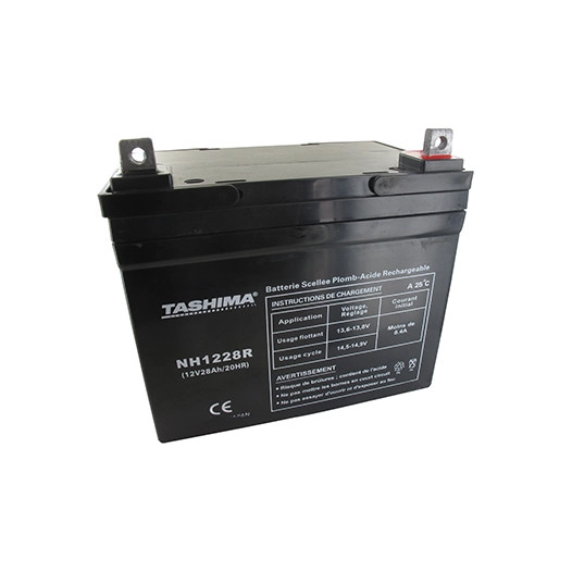 Batterie TASHIMA agm 100% étanche 12V, 28A pour autoportée. L: 195, l: 130, h: 180, + à droite. - Batterie à mettre en acide ava