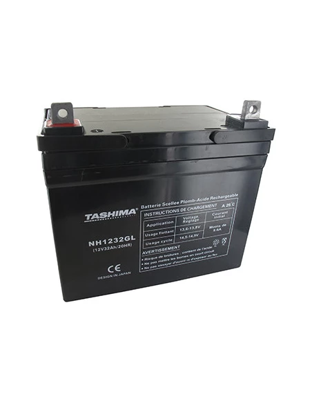 Batterie TASHIMA gel/agm 100% étanche 12V, 32A pour tondeuse autoportée. L: 195, l: 130, h: 180, + à gauche. - Batterie à mettre