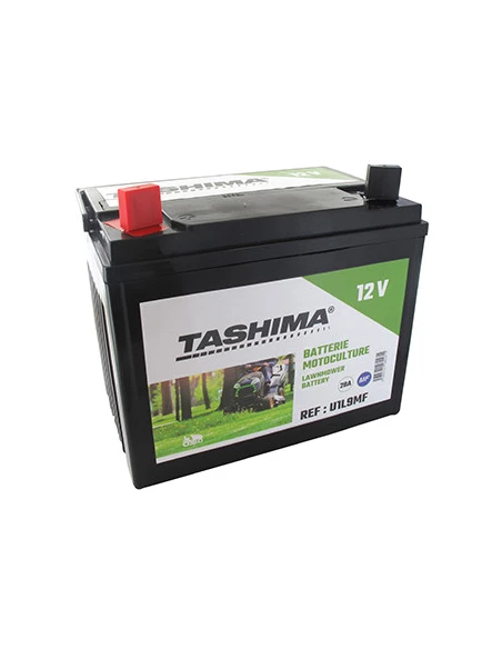 Batterie pour tondeuse autoportée 12V chargée sans entretien, 28A. L: 195, L: 130, H:185mm, + à gauche. Remplace origine: U1L9 -