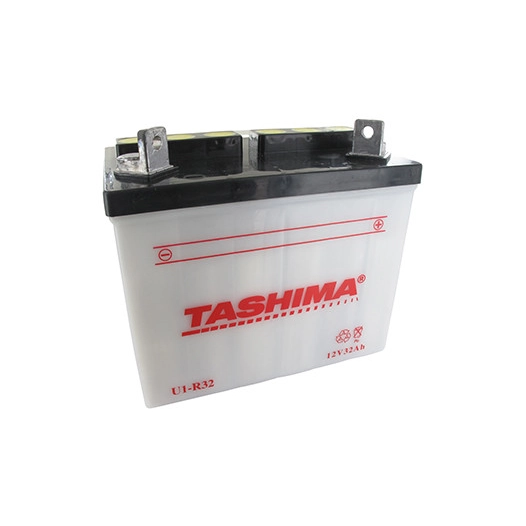 Batterie plomb TASHIMA pour tondeuse autoportée 12V, 32A. L: 196, l: 131, H:184mm, + à droite. (livrée sans acide). - Batterie à