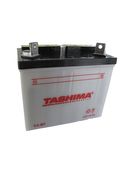 Batterie plomb TASHIMA pour tondeuse autoportée 12V, 18A. L: 195, l: 130, H:185mm, + à droite. (livrée sans acide). - Batterie à