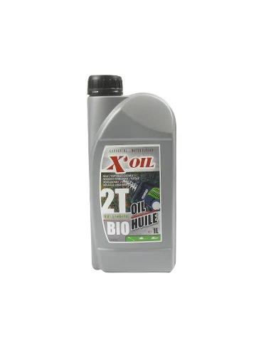 Huile X'OIL 2 temps biodégradable en 1 litre pour tout Moteur 2 temps refroidis par eau. Indice de viscosité ASTM D2270 167. Av